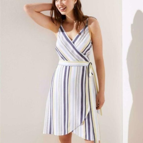 Loft striped wrap dress Clearance